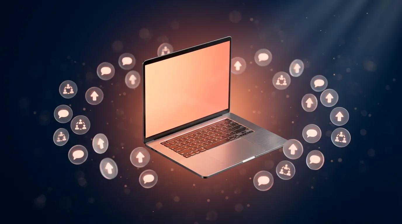 A beginner relaxing with a laptop while exploring Reddit communities at home