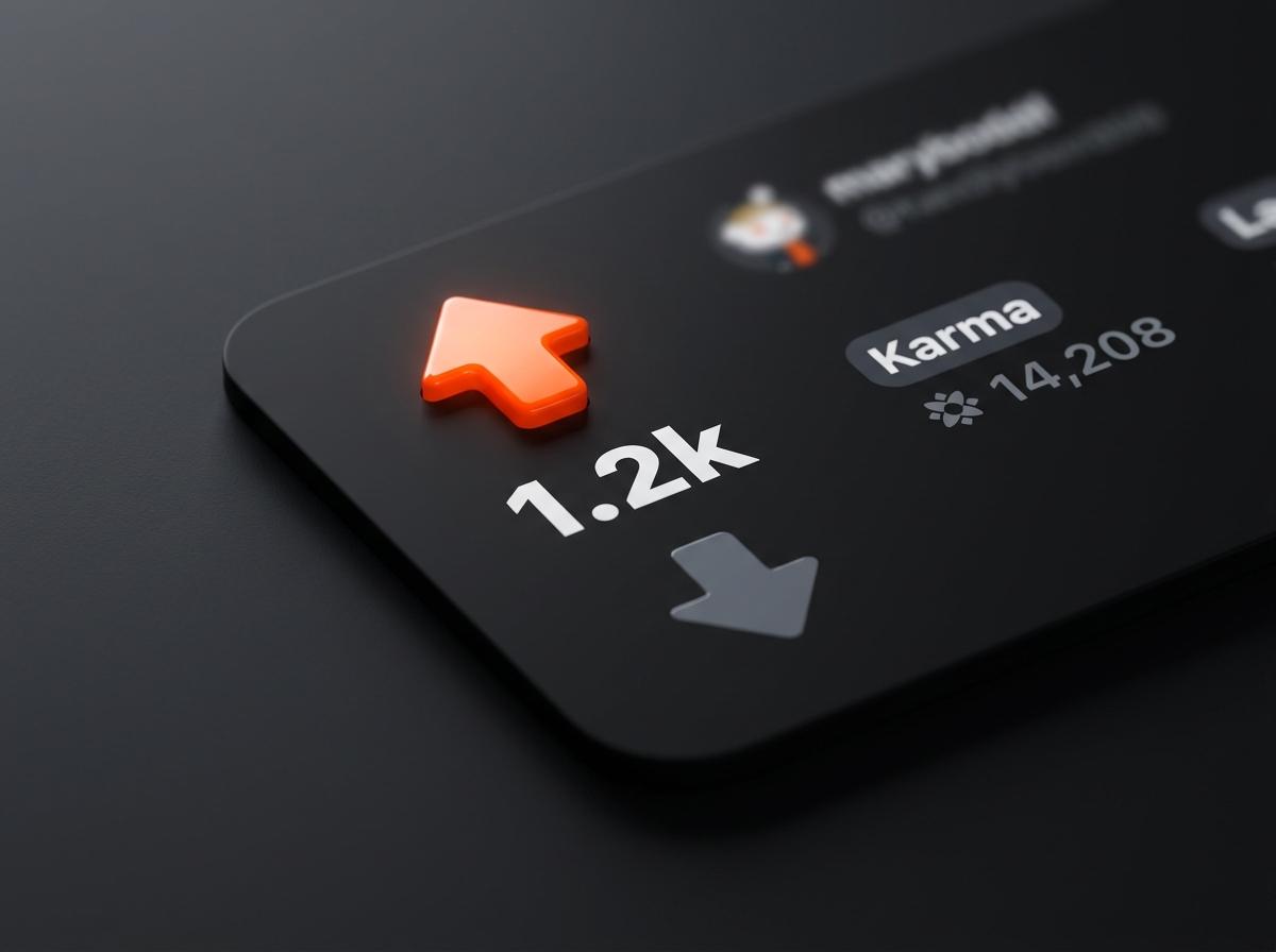 Close-up of a Reddit post vote rail with an orange upvote arrow and karma count