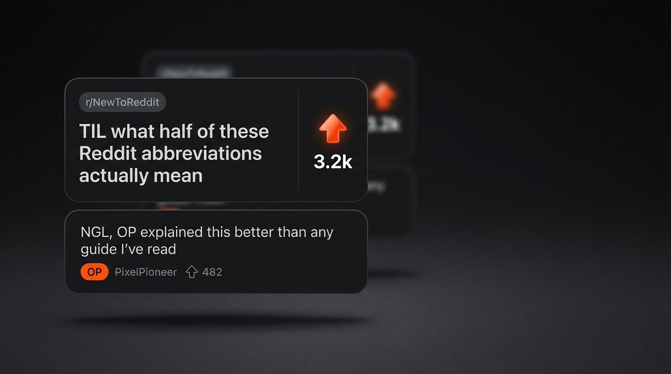 Dark-mode Reddit thread mockup with a comment tagged OP in orange